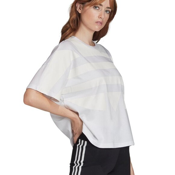 𝅺NWOT Adidas Originals LGR Logo Tee White Cropped Size XS - Picture 1 of 13